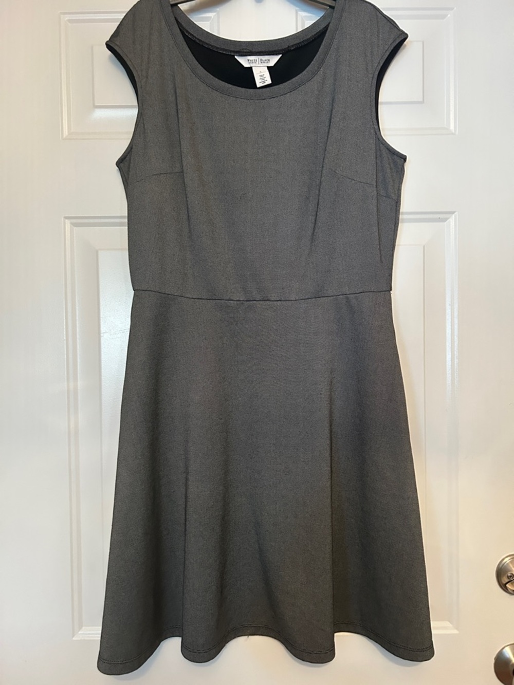 WHBM Sleeveless Fit & Flare A-Line Dress L Gray Timeless Career Date Minimal